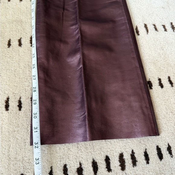 VTG 100% Leather Pants | 90s High Waist Biker | Metallic Burgundy - Picture 10 of 13